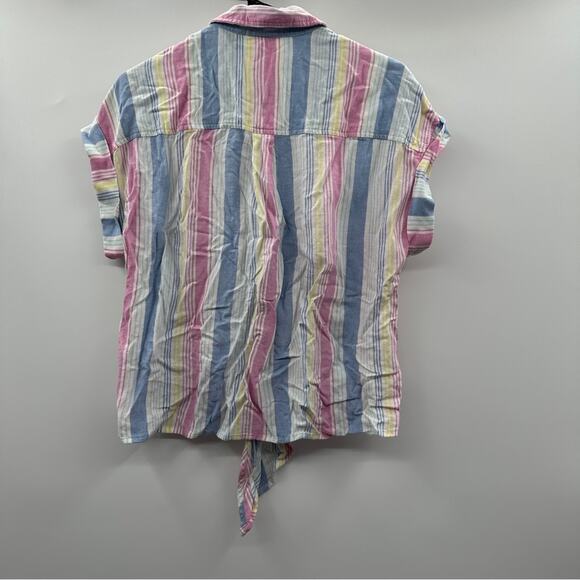 Bella Dahl Women's‎ Cap Sleeve Tie-Up Front Striped Button Down Shirt Size S - Picture 6 of 10